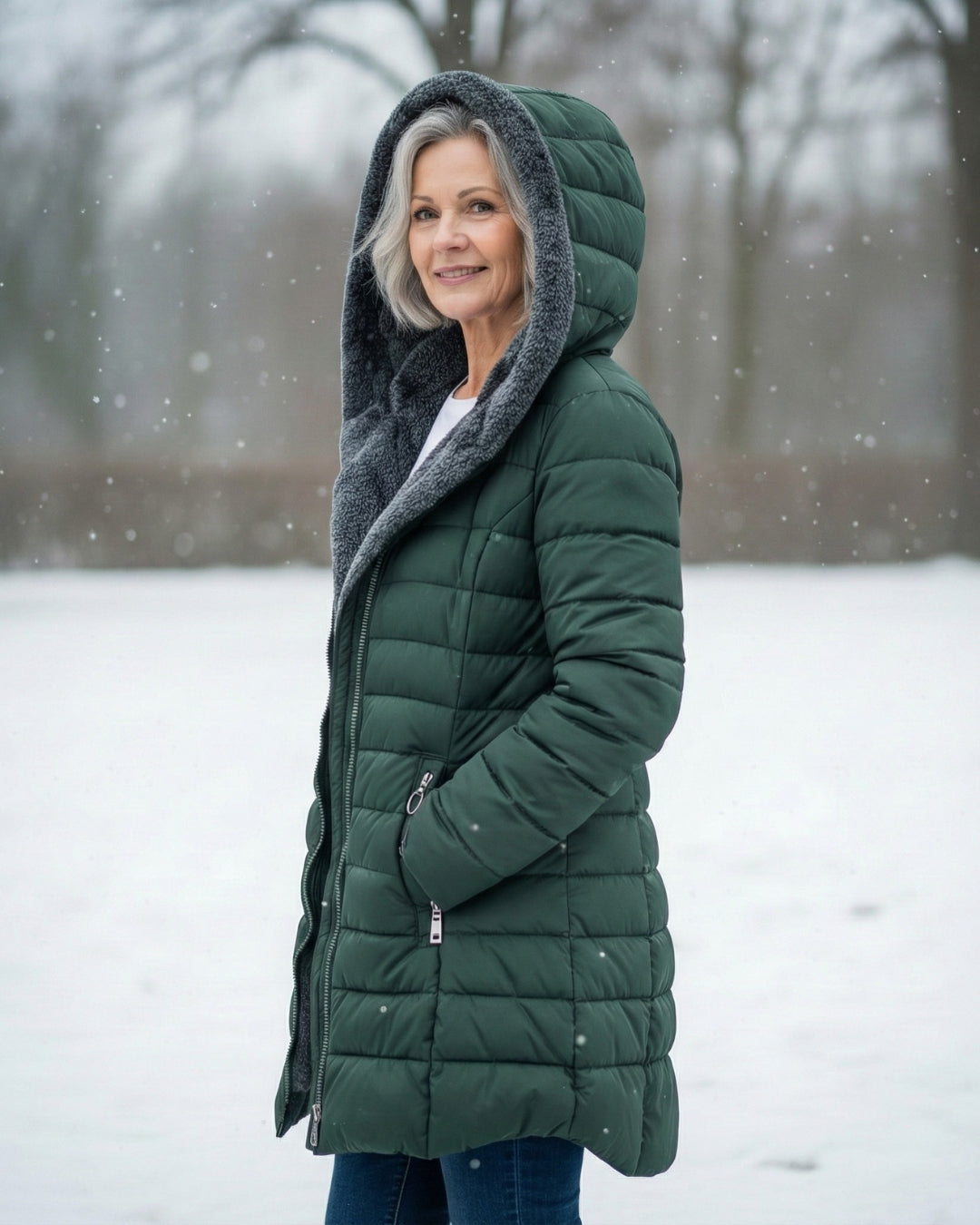 Women's Fleece-Lined Hooded Puffer Jacket – Cosy Winter Coat