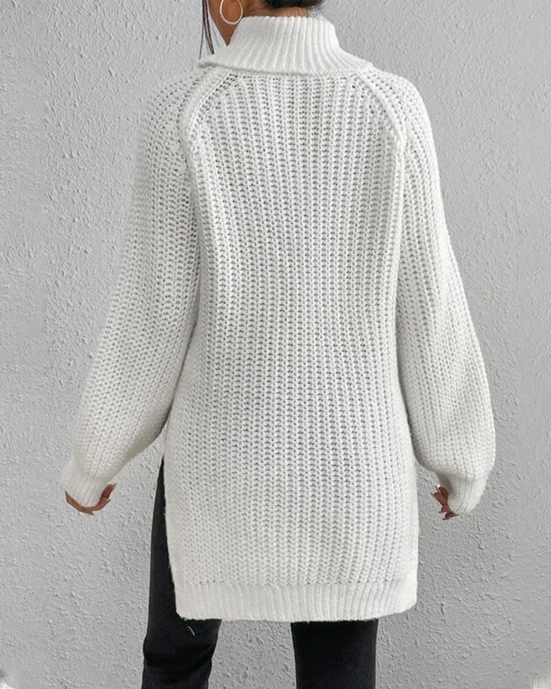 Women's Ribbed Turtleneck Jumper – Chunky Knit Roll Neck