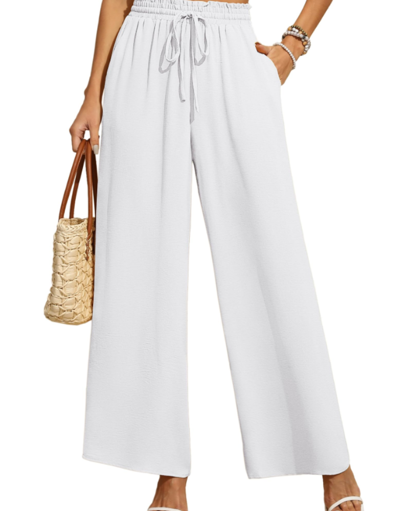 Women's Wide Leg Trousers – High Waist Drawstring