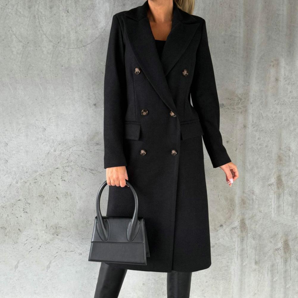 Women's Wool-Blend Longline Coat – Double-Breasted