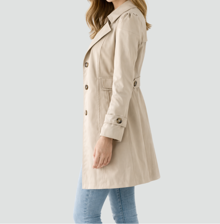 Women's Belted Trench Coat – Slim Fit Classic Lapel Coat