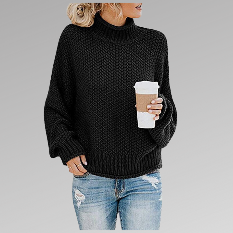 Women's Chunky Knit Jumper - Oversized Fit – Black