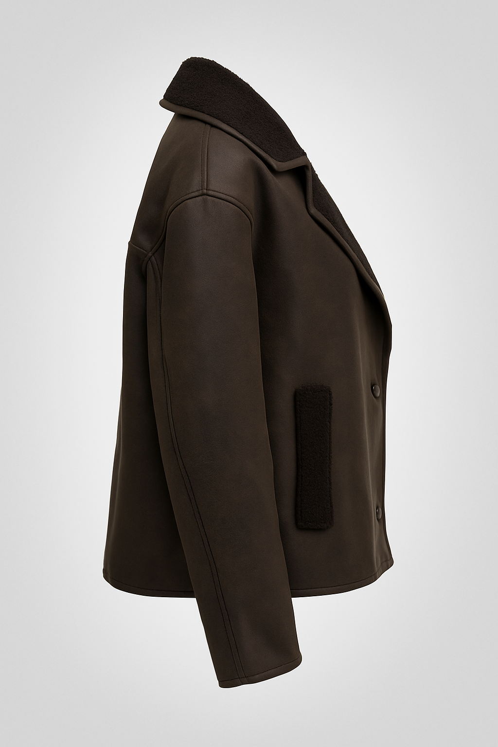 Women's Vintage Shearling-Collar Leather Jacket