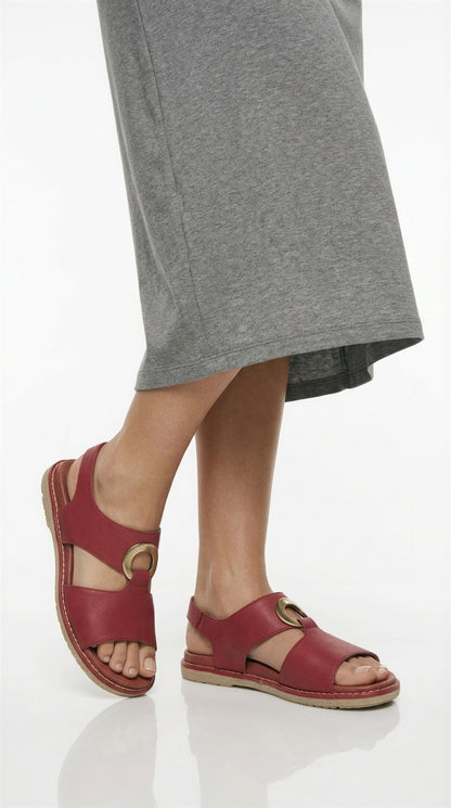 Women's Wedge Sandals – Buckle Detail, Cut-Out Slip-On Mules