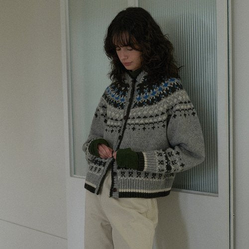 Women's Fair Isle Knit Cardigan with Hood