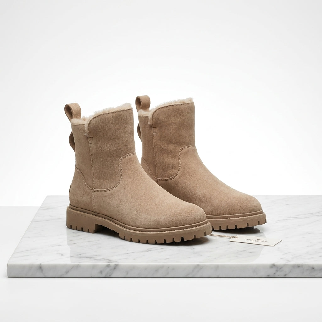 Women's Suede Shearling-Lined Ankle Boots – Anti-Slip Winter