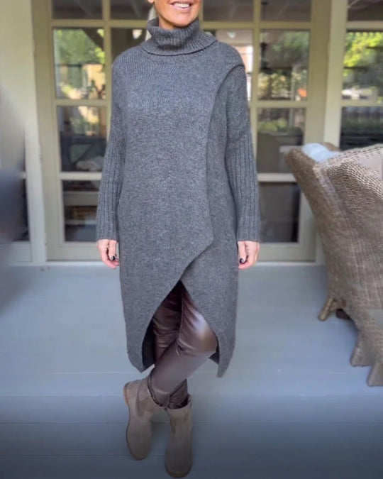 Women's Roll Neck Asymmetric Jumper Dress