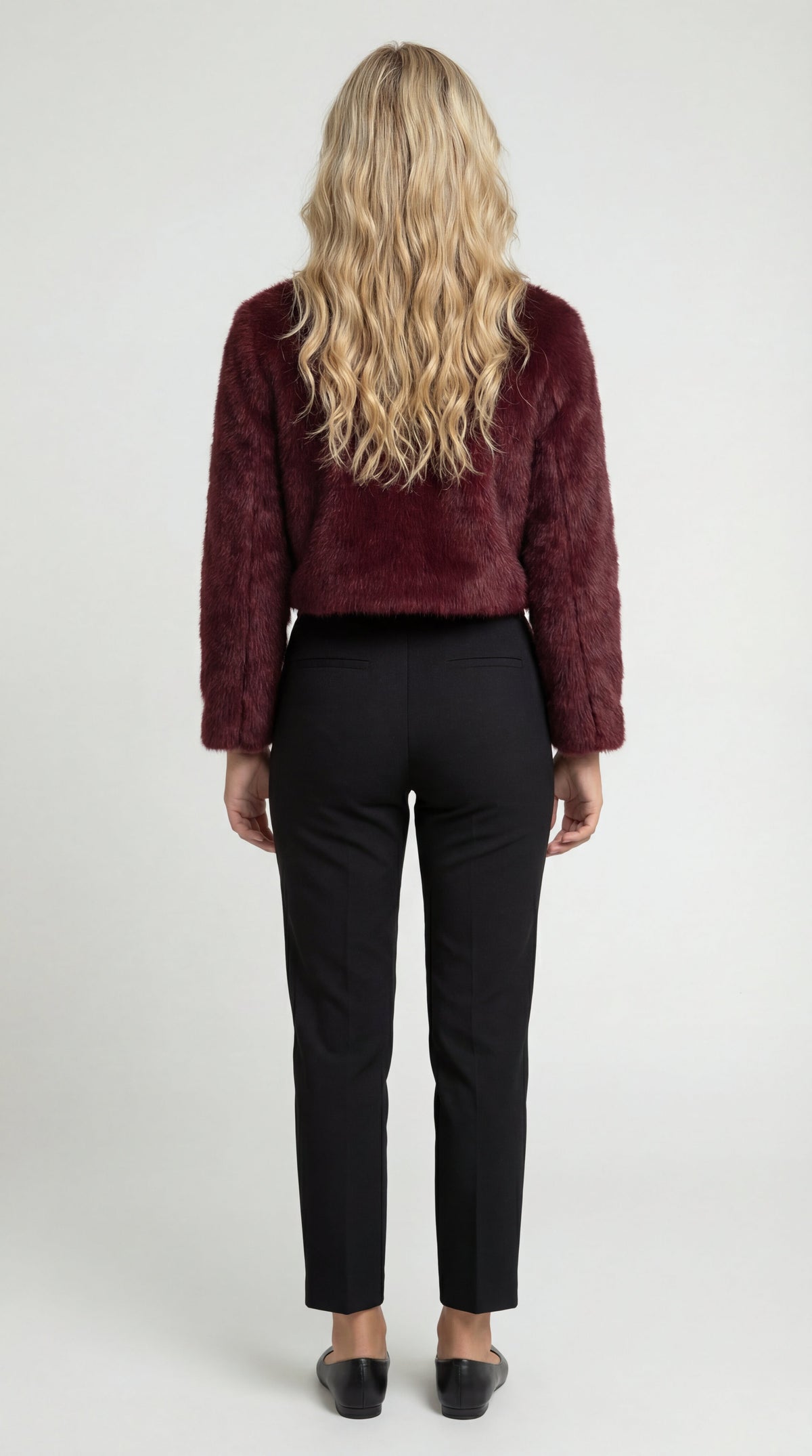 Women's Cropped Faux Fur Jacket – Collarless Evening Cover-Up