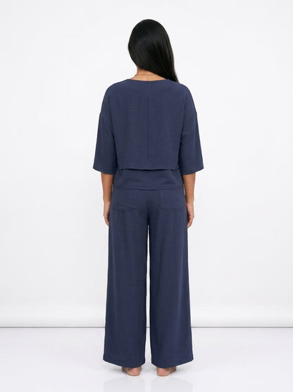 Women's Oversized Co Ord Set – Long Sleeve Top & Wide Leg Trousers