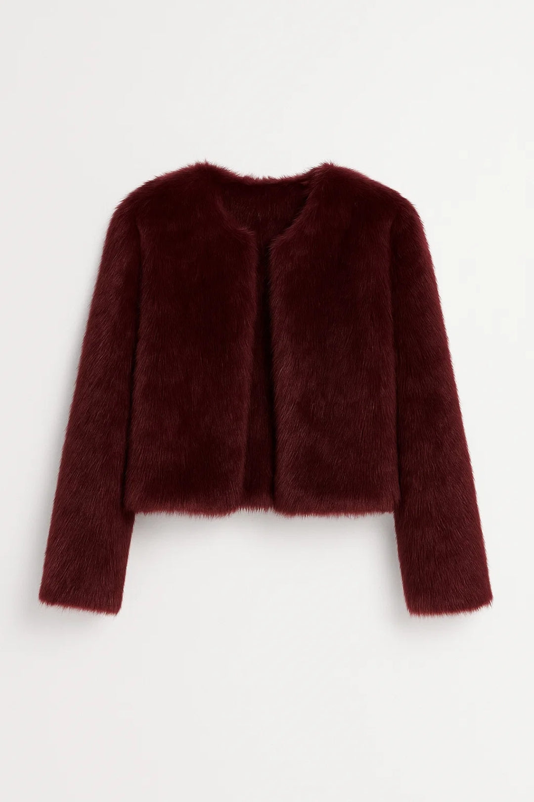 Women's Cropped Faux Fur Jacket – Collarless Evening Cover-Up