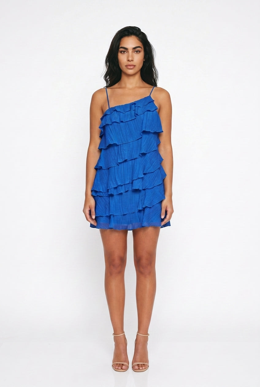 Women's Tiered Ruffle Mini Dress – Strappy Summer Party