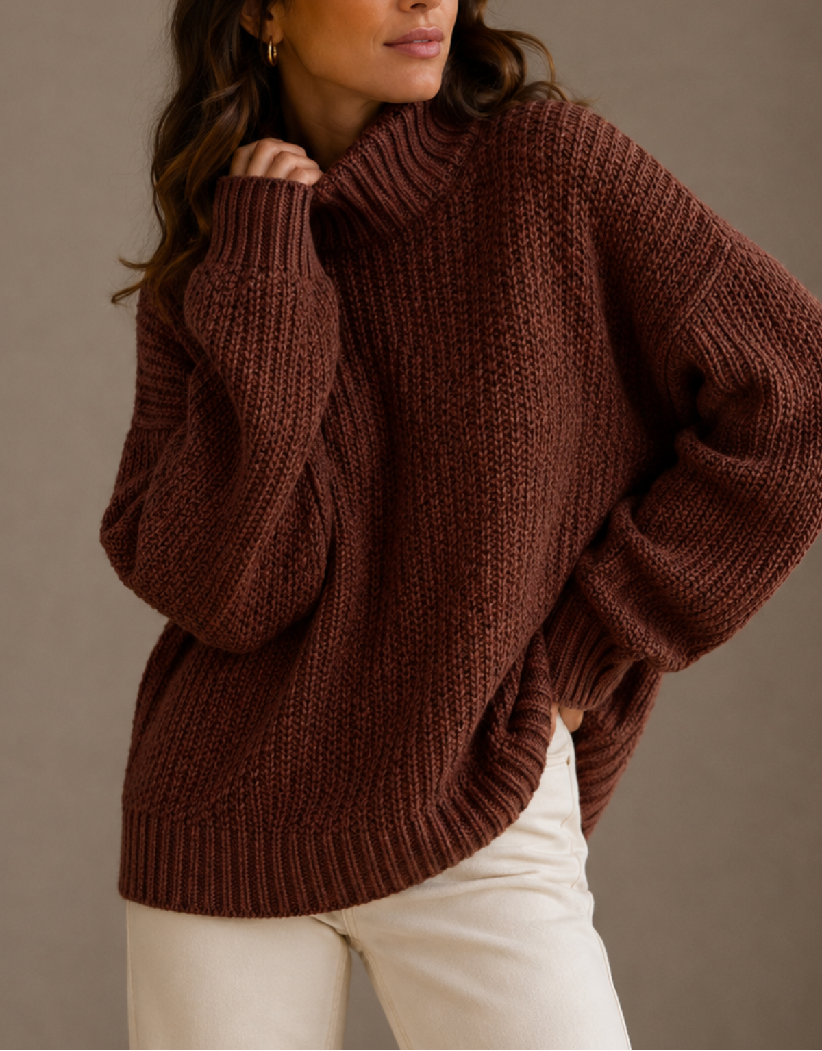 Women's Chunky Knit Turtleneck Jumper – Oversized Winter Sweater
