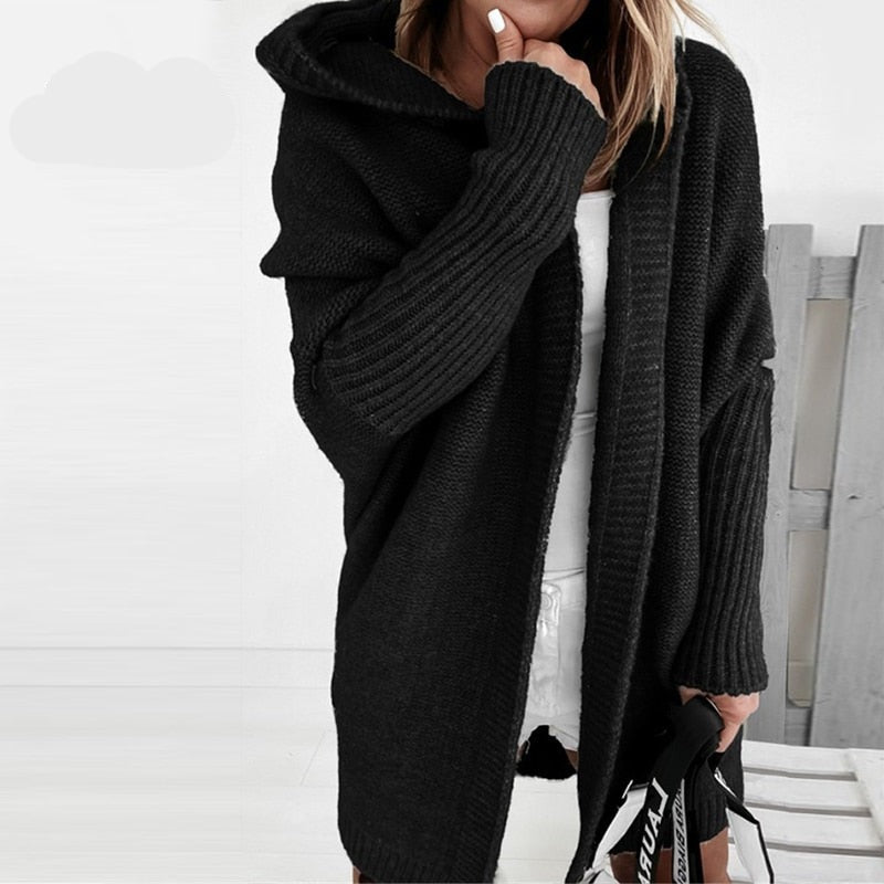 Women's Chunky Knit Hooded Cardigan