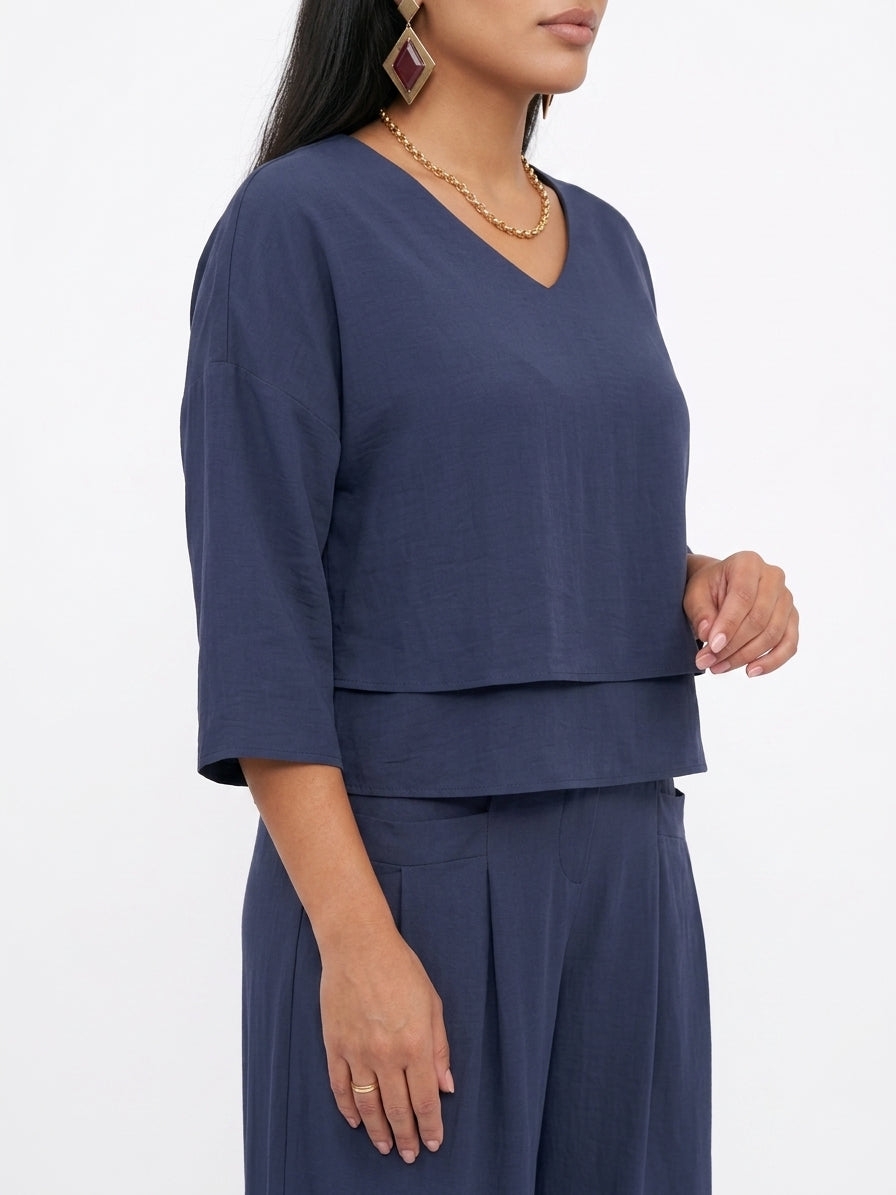 Women's Oversized Co Ord Set – Long Sleeve Top & Wide Leg Trousers