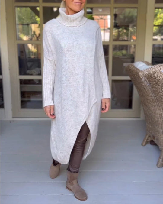 Women's Roll Neck Asymmetric Jumper Dress