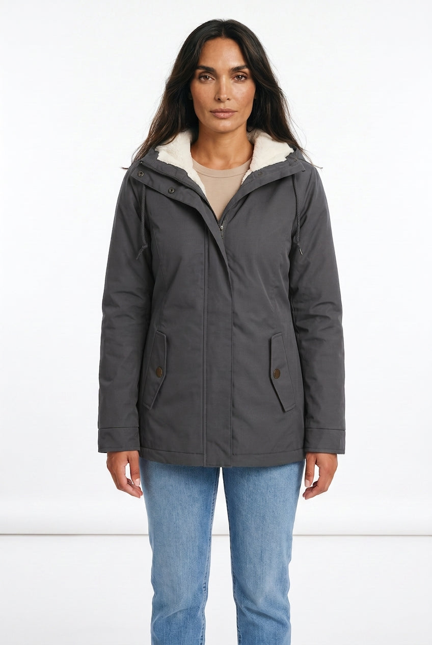 Women's Fleece-Lined Hooded Parka – Sherpa Winter Jacket