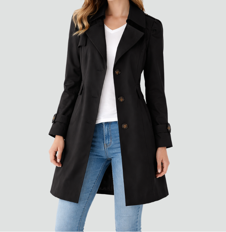 Women's Belted Trench Coat – Slim Fit Classic Lapel Coat