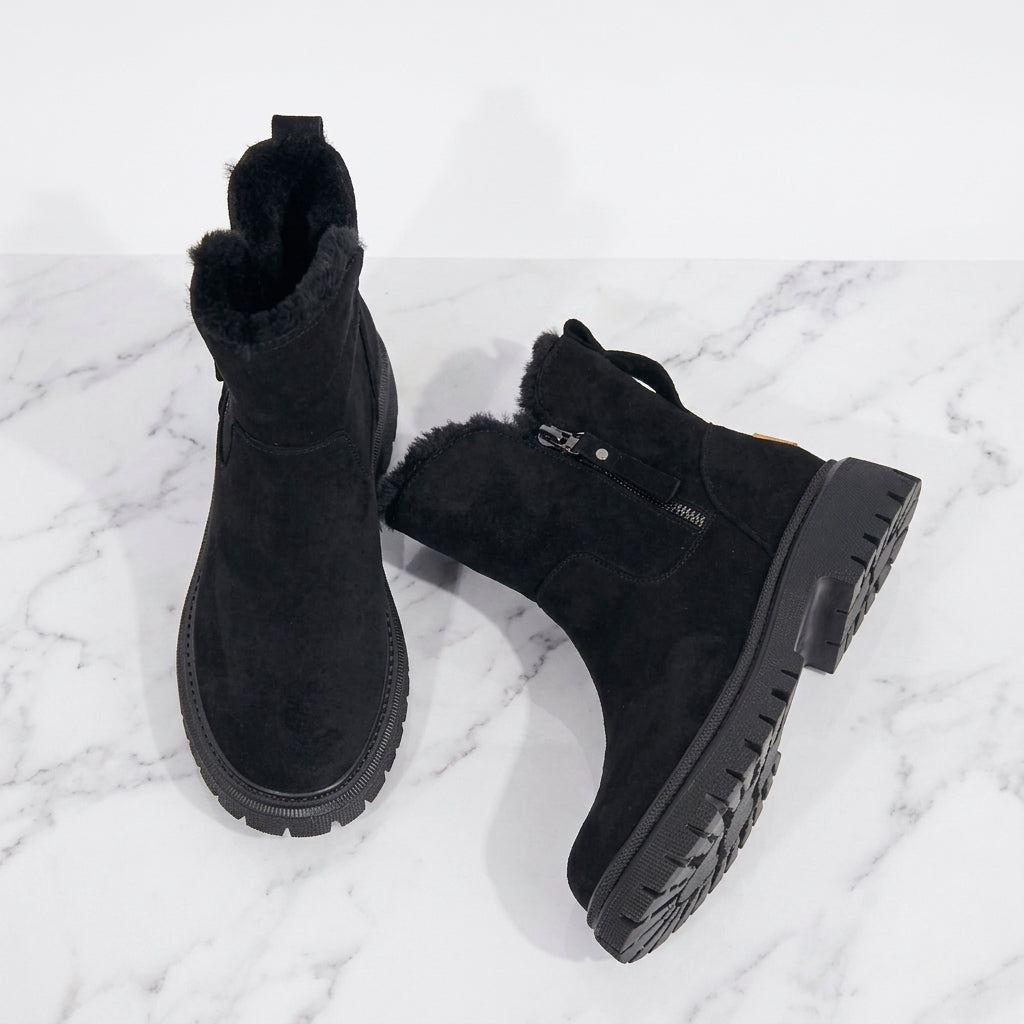 Women's Suede Shearling-Lined Ankle Boots – Anti-Slip Winter