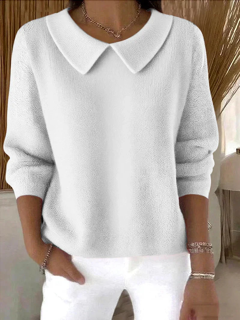 Women's Peter Pan Collar Knit Jumper – Relaxed Fit Pullover