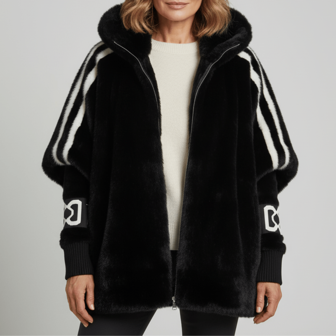 Women's Faux Fur Cape Jacket – Hooded Oversized Winter Coat