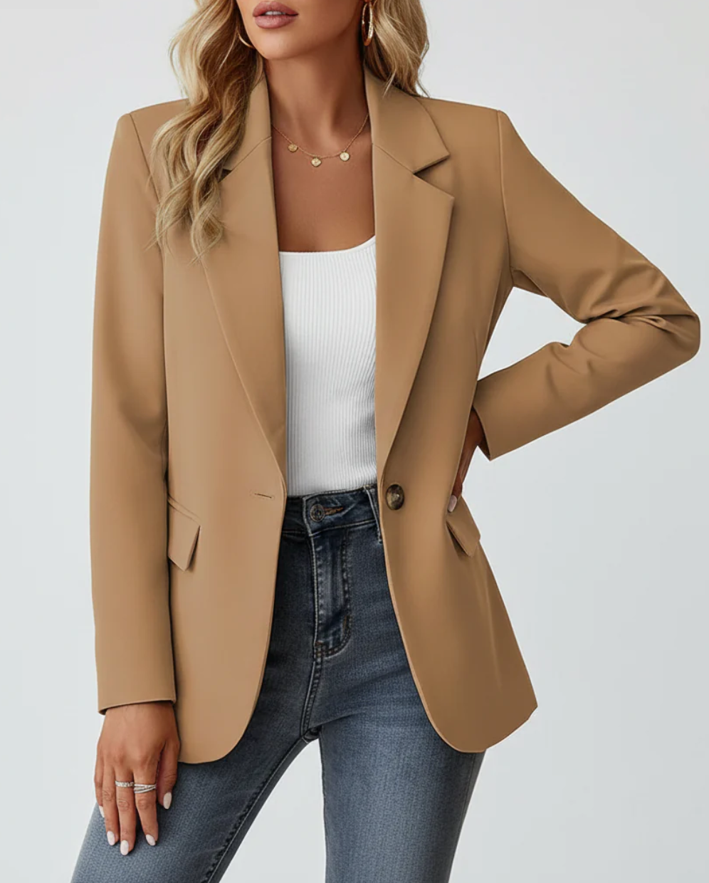 Women's Tailored Blazer – Single Breasted Notch Lapel Blazer Jacket