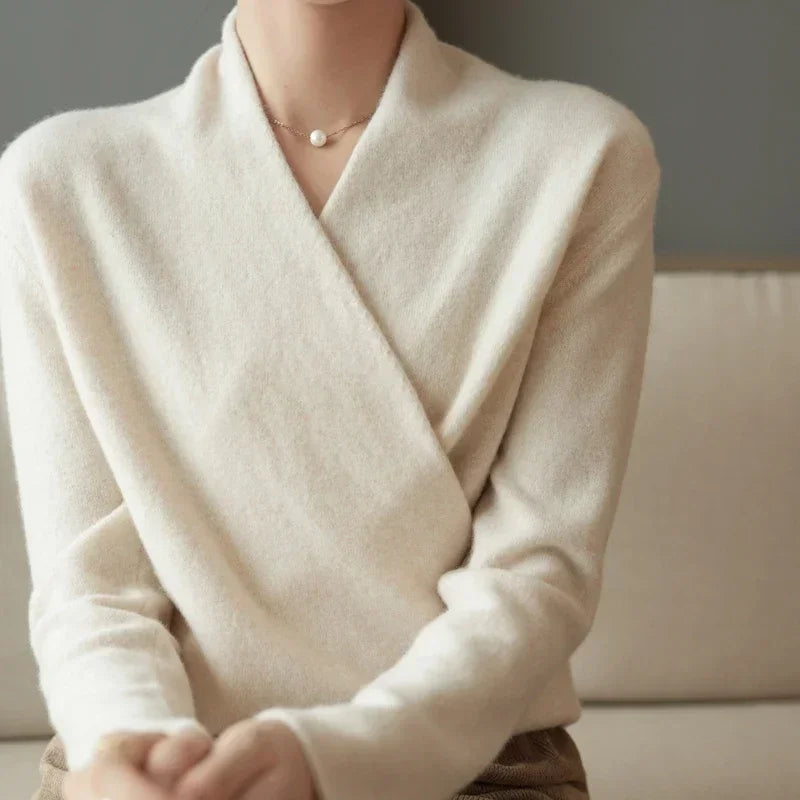 Women's V-Neck Knit Wrap Jumper