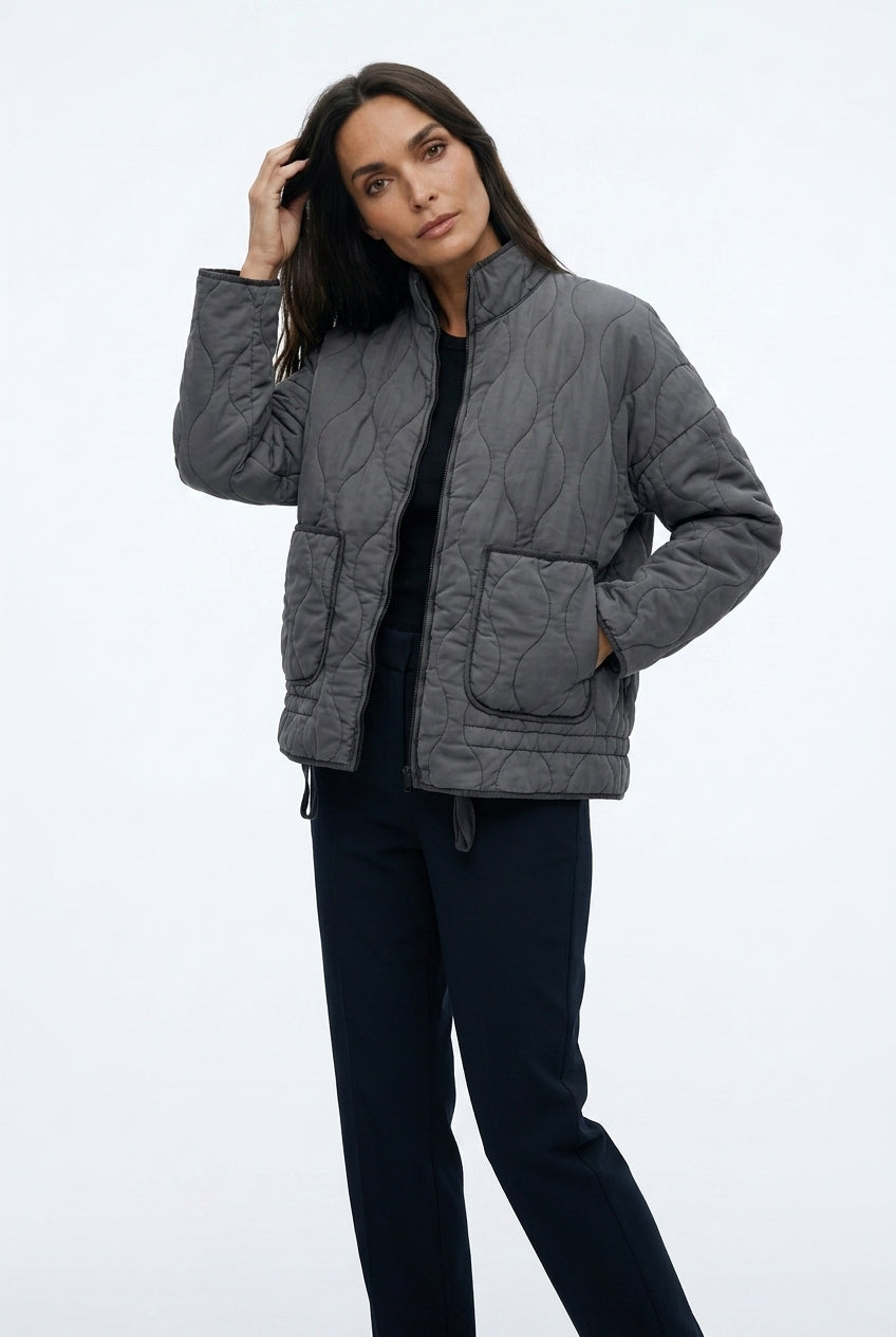 Women's Quilted Puffer Jacket – High Collar Zip Up Coat