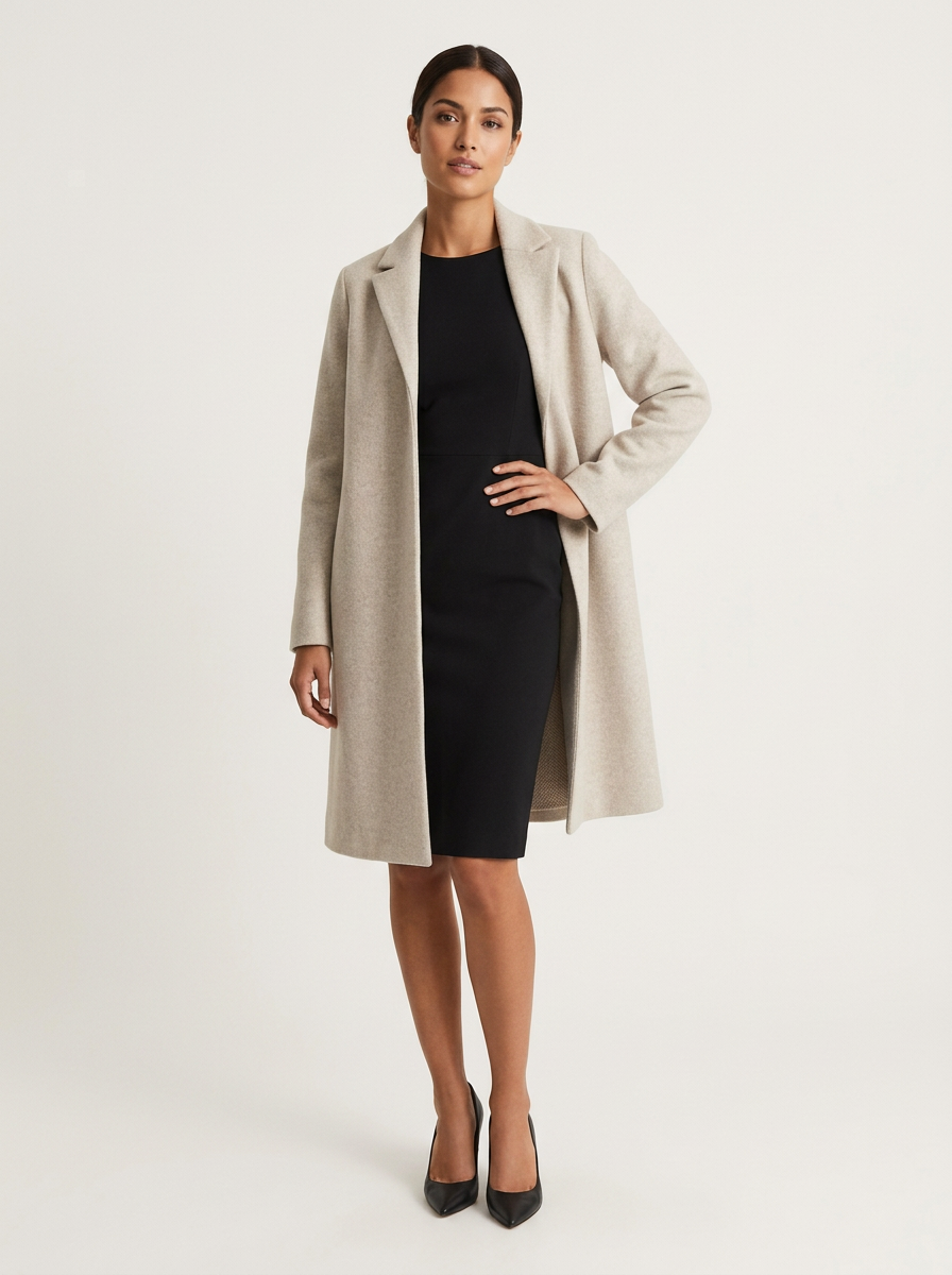 Women's Wool-Blend Longline Coat – Tailored Lapel