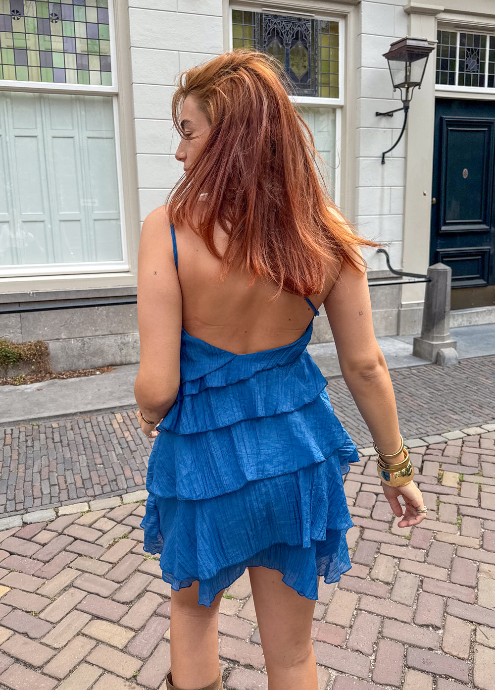 Women's Tiered Ruffle Mini Dress – Strappy Summer Party
