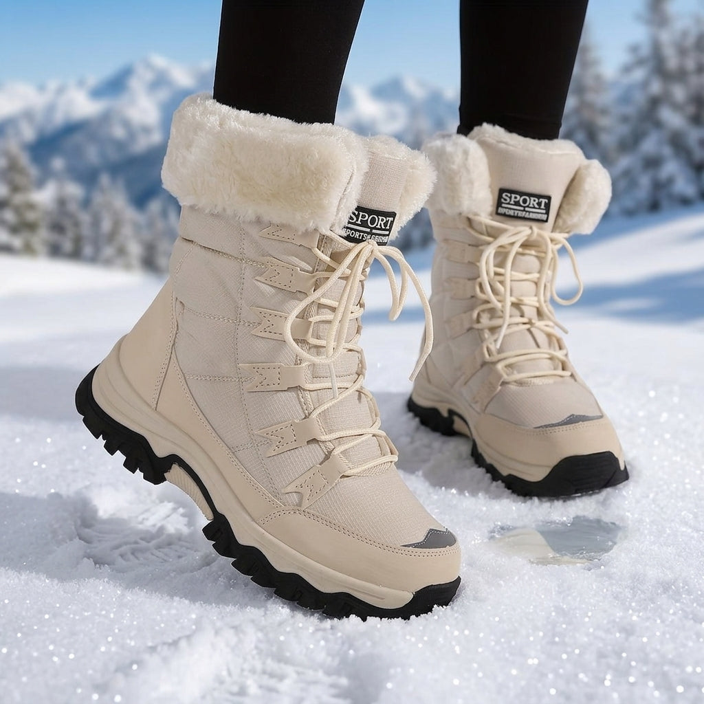 Women's Fur-Lined Winter Boots – Waterproof Lace-Up