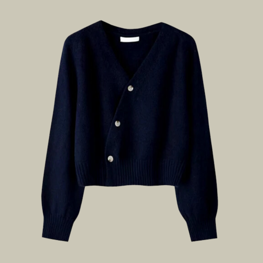 Women's Wool Blend Cardigan – Cross Button V-Neck Wrap Jumper