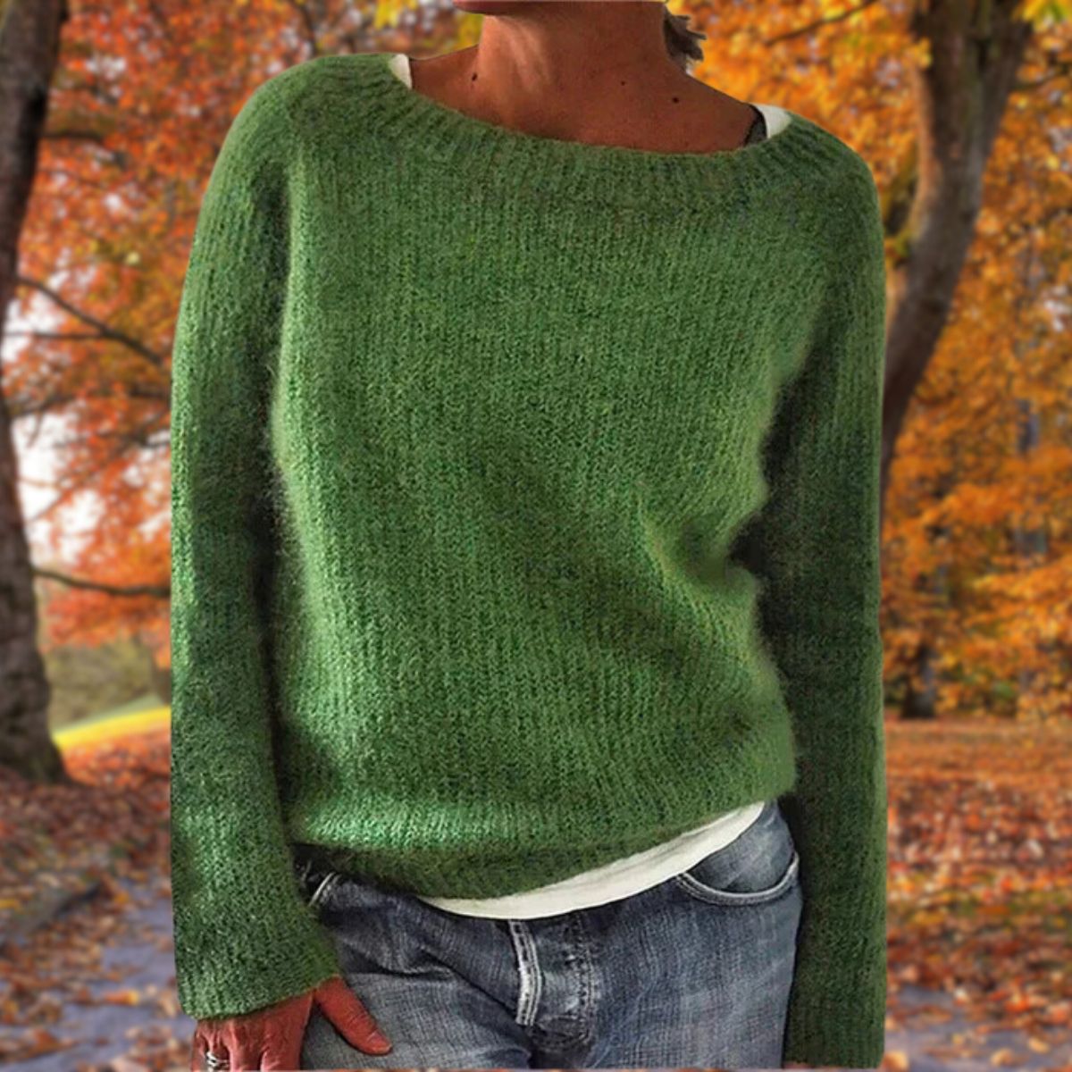 Women's Boat Neck Layered Knit Jumper – Dropped Shoulder Autumn Sweater