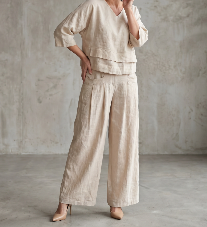 Women's Oversized Co Ord Set – Long Sleeve Top & Wide Leg Trousers