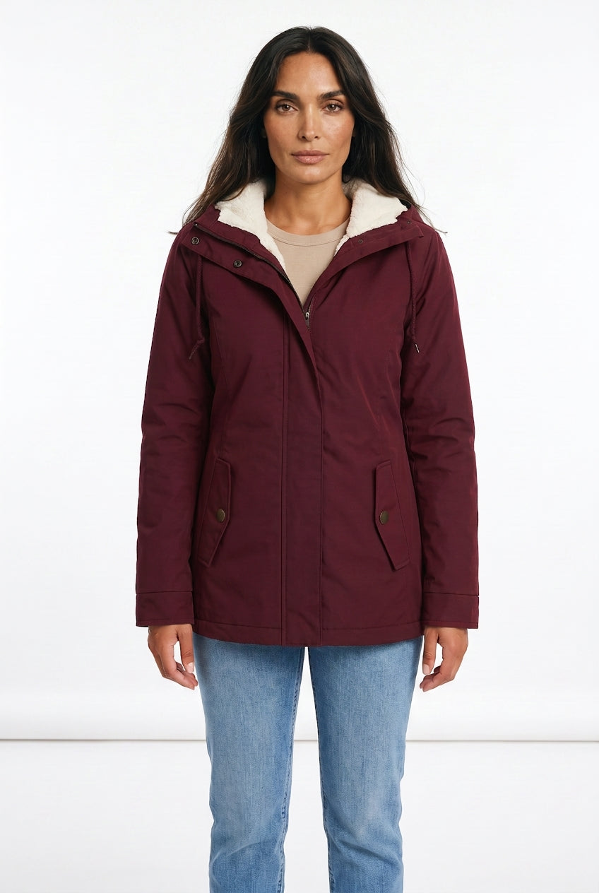 Women's Fleece-Lined Hooded Parka – Sherpa Winter Jacket
