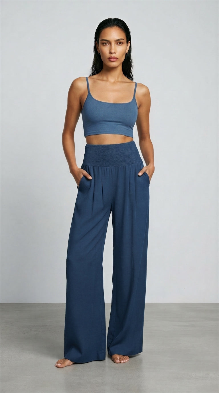 Women's Wide Leg Linen Trousers – High Waisted Palazzo Trousers