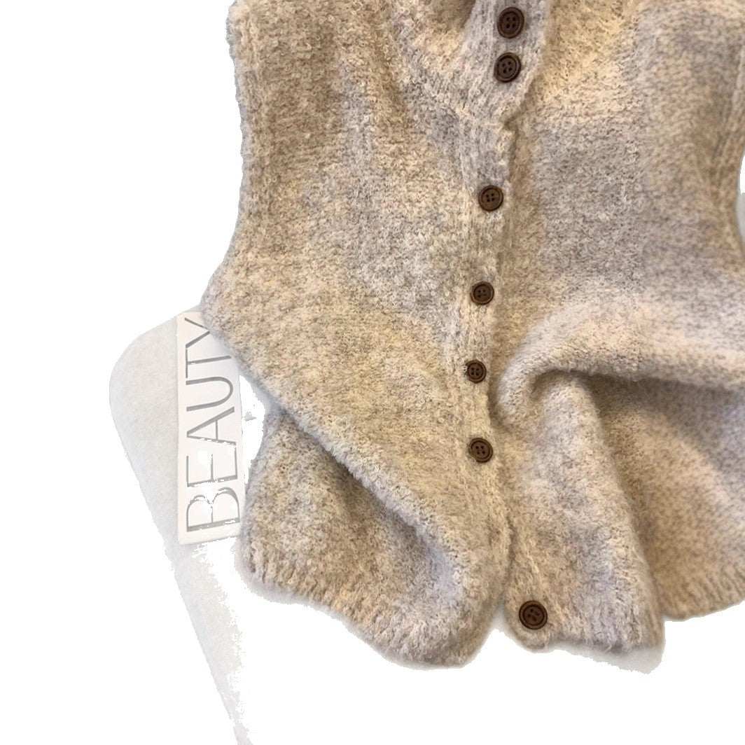 Women's Knitted Button-Front Waistcoat Gilet