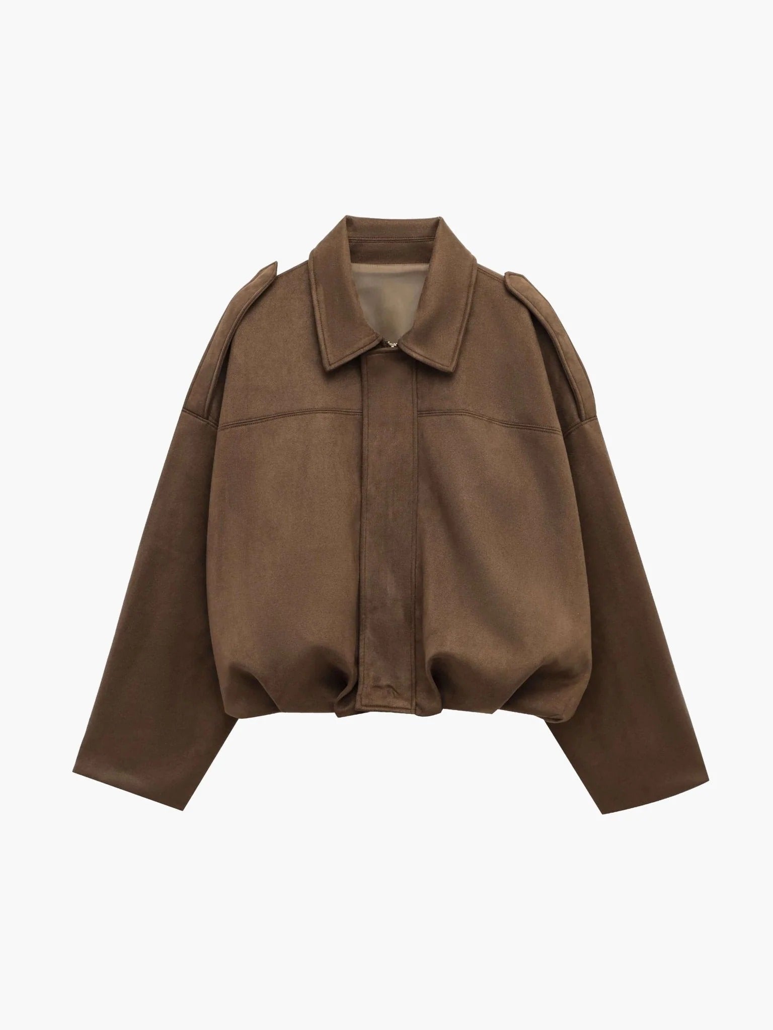Women's Faux Suede Bomber Jacket – Collar Cropped Zip Jacket
