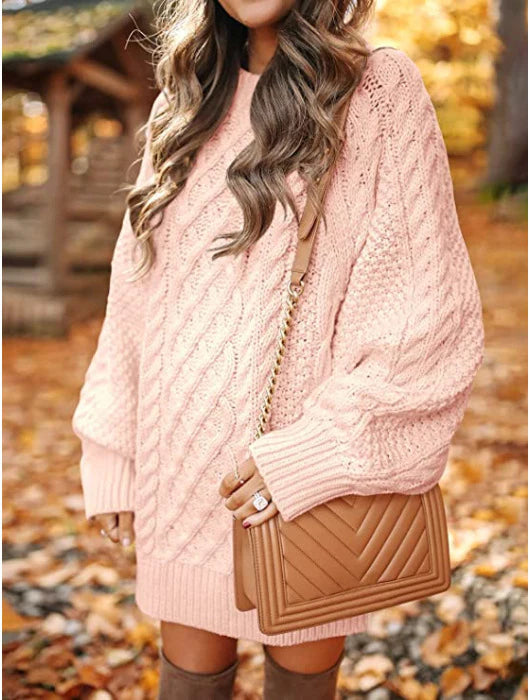 Women's Chunky Cable Knit Jumper Dress – Oversized Jumper