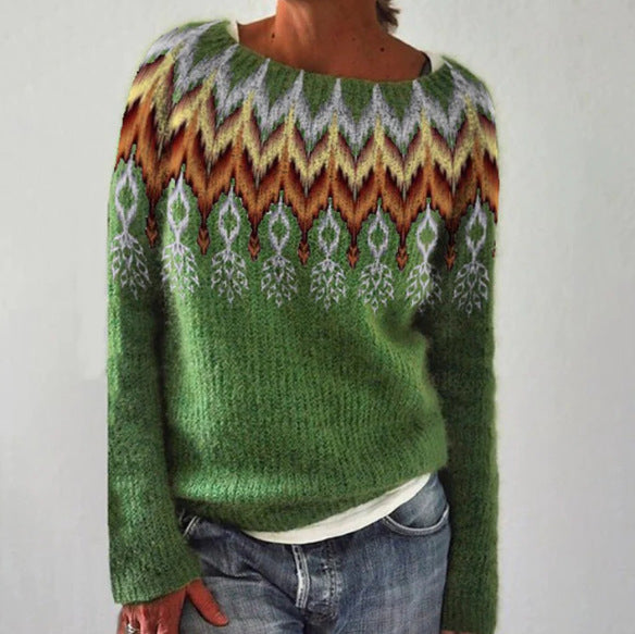 Women's Fair Isle Knit Jumper – Boat Neck Colourwork Sweater