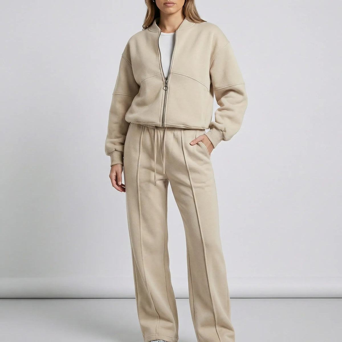 Women's Bomber Jacket & Wide Leg Trousers Co-ord Set