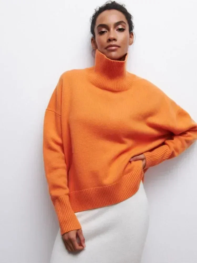 Women's Roll Neck Jumper – Chunky Knit