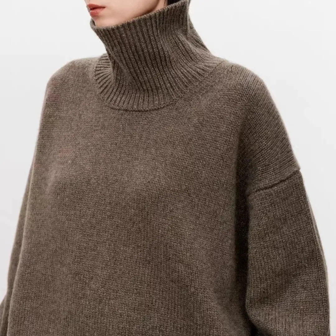 Women's Oversized Roll-Neck Jumper – Ribbed Chunky Knit Jumper