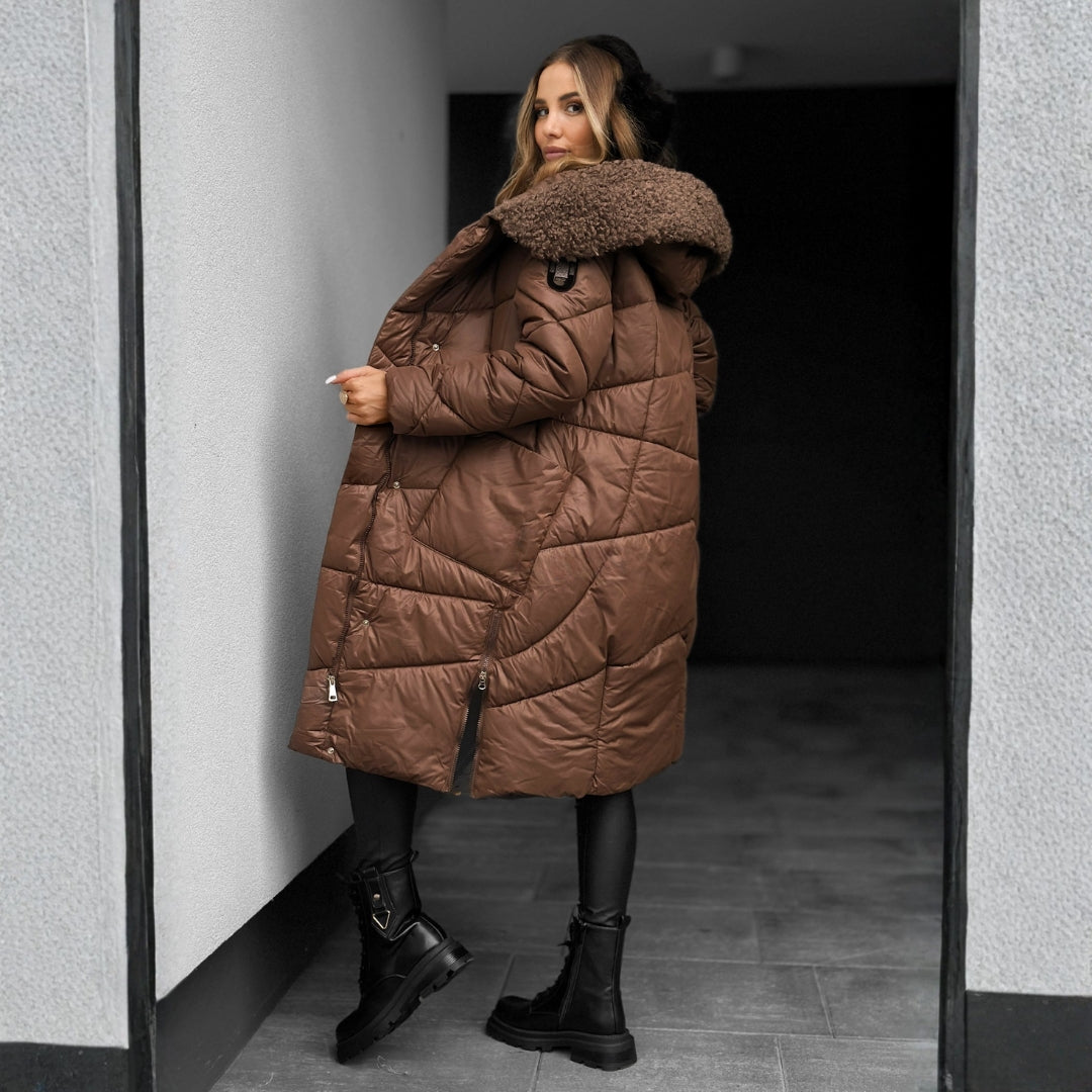 Women's Longline Quilted Puffer Coat – Teddy Hood