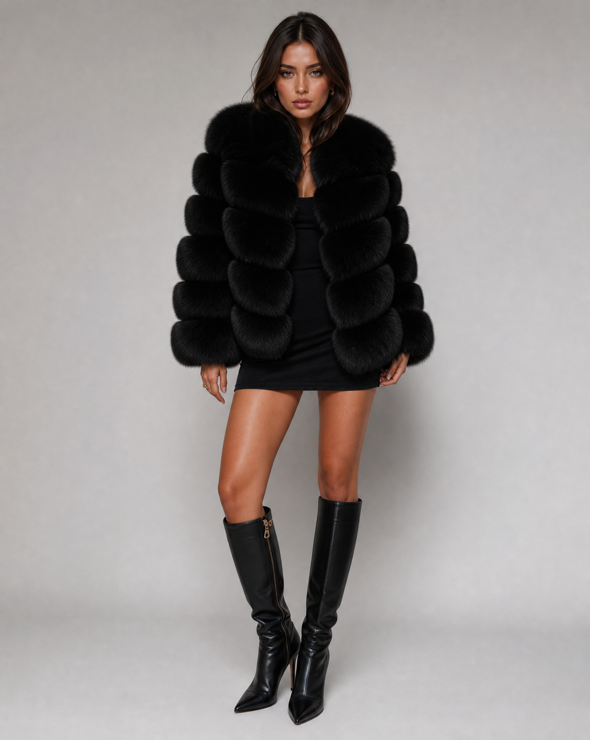 Women's Faux Fur Jacket – Cropped Statement Coat