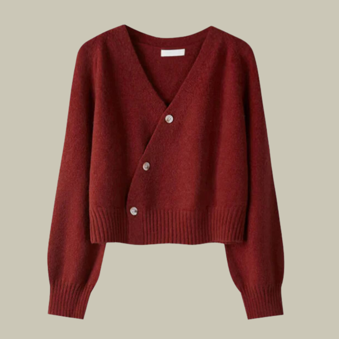 Women's Wool Blend Cardigan – Cross Button V-Neck Wrap Jumper