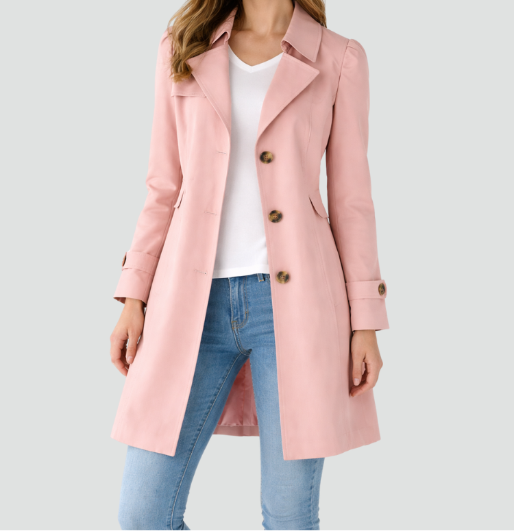 Women's Belted Trench Coat – Slim Fit Classic Lapel Coat