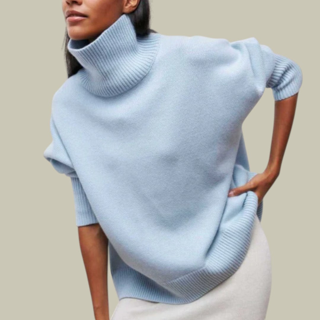 Women's Oversized Roll Neck Jumper – Blue