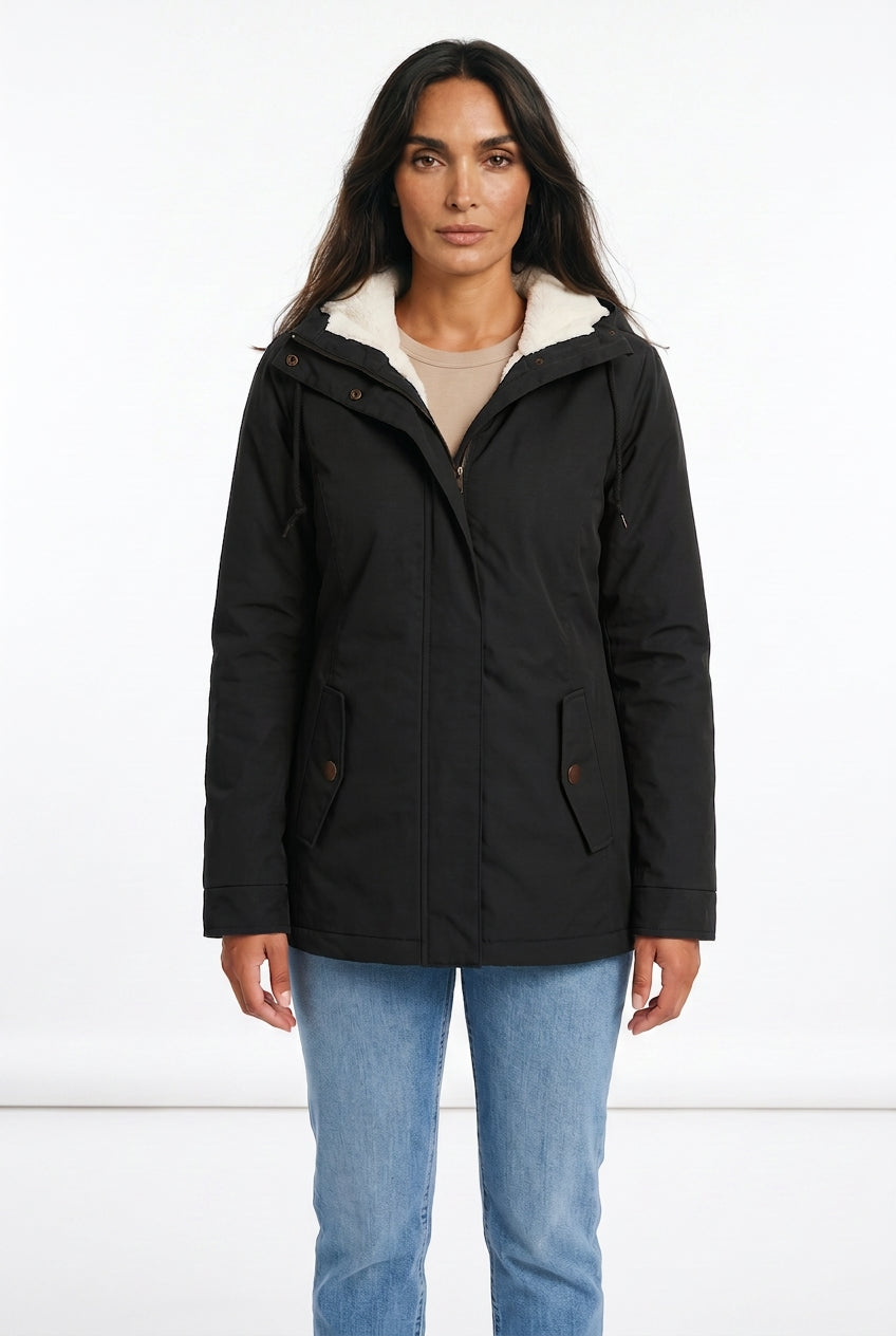Women's Fleece-Lined Hooded Parka – Sherpa Winter Jacket