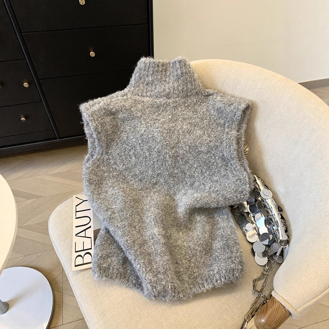 Women's Knitted Button-Front Waistcoat Gilet