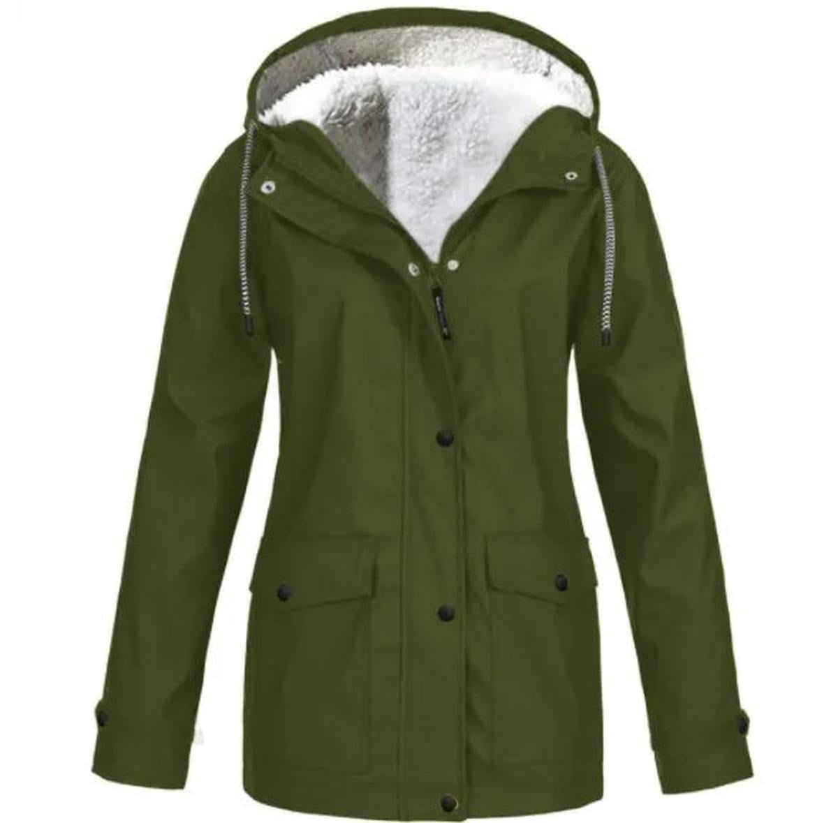 Women's Fleece-Lined Hooded Jacket – Waterproof Windproof Coat